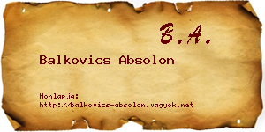 Balkovics Absolon névjegykártya